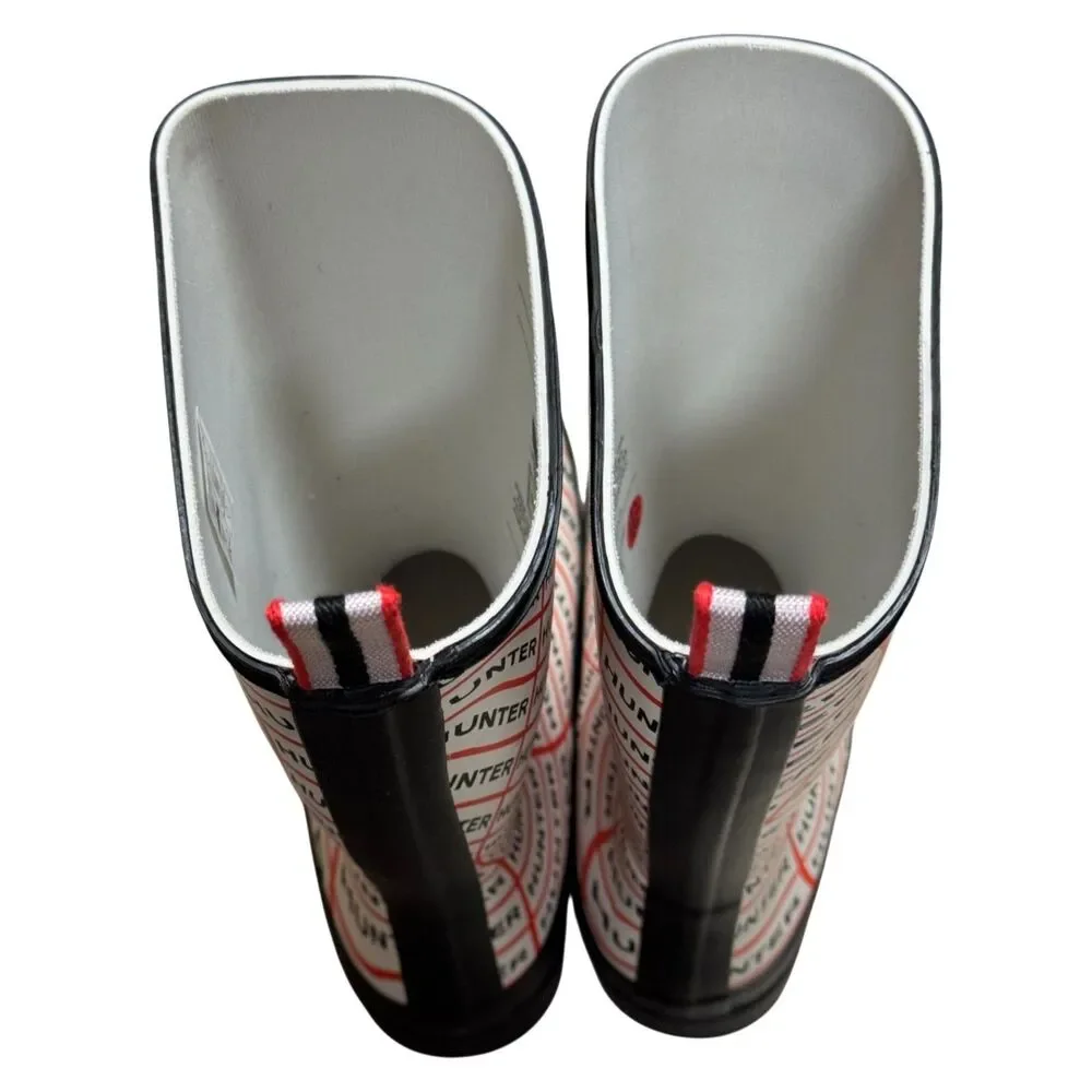Hunter WFT2065RMA Play Boot Tall Sonic Logo Print Rain Boots White/Red US 6